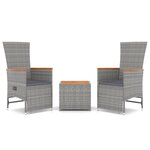 vidaXL Ensemble de salon de jardin 3 Pièces gris poly rotin et acacia