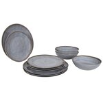 Bo-Camp Vaisselle 12 Pièces Halo Mélamine gris et terra