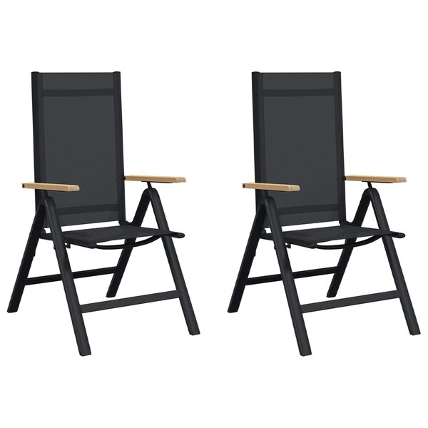 vidaXL Chaises de jardin inclinables 2 Pièces Noir 58 x 73 x 111 5 cm