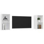 vidaXL Meubles TV muraux 2 Pièces Blanc Bois d'ingénierie