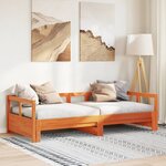vidaXL Lit de jour sans matelas cire marron 90x200 cm bois pin massif
