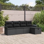 vidaXL Ensemble de canapé de jardin avec coussin 5 Pièces Noir Poly rotin