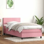 vidaXL Sommier à lattes de lit avec matelas rose 80x220 cm velours
