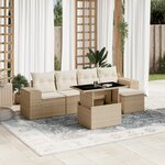 vidaXL Salon de jardin avec coussins 6 Pièces beige résine tressée