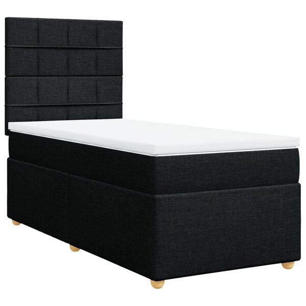 vidaXL Sommier à lattes de lit avec matelas Noir 90x200 cm Tissu
