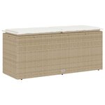 vidaXL Banc de jardin avec coussin beige 110x40x44 cm résine tressée