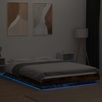 vidaXL Cadre de lit et lumières LED sans matelas chêne fumé 140x200 cm