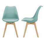 Lot de 2 chaises siège de salle à manger cuisine scandinave synthétique hêtre 81 cm vert 03_0002771