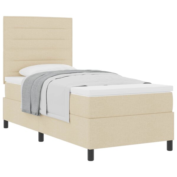 vidaXL Lit à ressorts avec matelas Crème 90 x 200 cm tissu