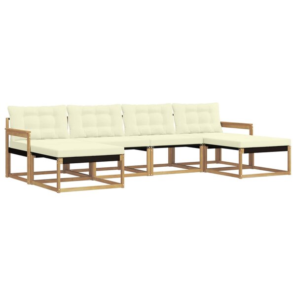 vidaXL Ensemble de canapés d'extérieur 6 pc Blanc et crème