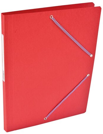 Chemise Carte Lustée simple 24 x 32 cm avec élastiques et étiquette de dos Rouge COUTAL