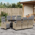 vidaXL Ensemble de salle à manger de jardin 9 pièces beige en rotin synthétique