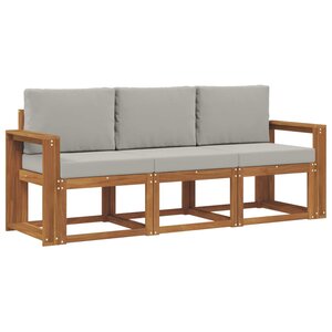 vidaXL Ensemble de canapés d'extérieur 3 pc Gris Naturel et Clair
