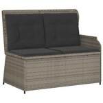 vidaXL Salon de jardin 3 Pièces avec coussins Gris Résine tressée