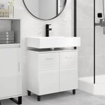 vidaXL Unité de vanité de salle de bain Blanc brillant 60 x 35 x 60 cm