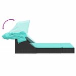 vidaXL Chaise longue double et auvent et coussins noir résine tressée