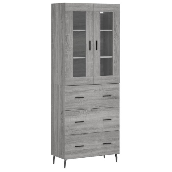vidaXL Buffet haut Sonoma gris 69 5x34x180 cm Bois d'ingénierie