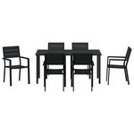vidaXL Ensemble de salle à manger pour jardin 7 Pièces Noir