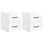 vidaXL Cabinet de chevet mural 2 Pièces Blanc brillant 34 5 x 33 x 40 cm