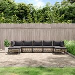 vidaXL Salon de jardin 7 Pièces avec coussins anthracite résine tressée