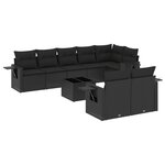 vidaXL Salon de jardin 9 Pièces avec coussins noir résine tressée