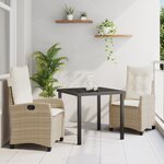 vidaXL Ensemble de salle à manger de jardin 3 pièces avec coussins - Rattan poly beige