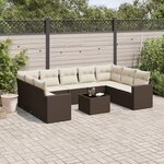 vidaXL Salon de jardin 10 Pièces avec coussins marron résine tressée