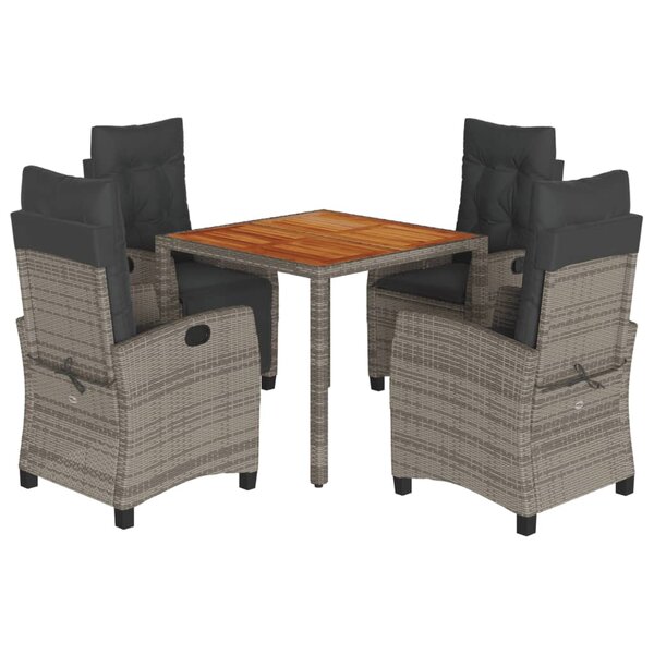 vidaXL Ensemble à manger de jardin 5 Pièces coussins gris résine tressée
