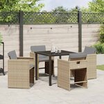 vidaXL Ensemble de salle à manger pour jardin 5 Pièces Beige polyrotin