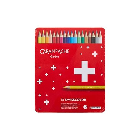 CARAN D'ACHE Crayons de couleur Swisscolor, étui métal de 18