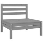 vidaXL Canapés centraux de jardin 4 Pièces Gris Bois de pin massif