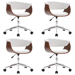 vidaXL Chaises pivotantes à manger lot de 4 Blanc Similicuir