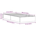 vidaXL Cadre de lit ottoman avec rangement Naturel 90 x 190 cm