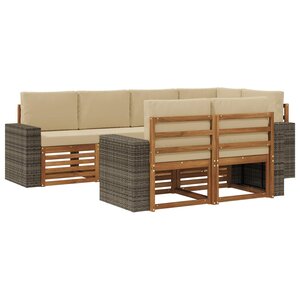 vidaXL Ensemble de canapé d'angle avec coussin 7 Pièces Naturel et Beige