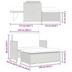 vidaXL Salon de jardin 2 Pièces avec coussins Résine tressée Gris