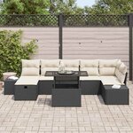 vidaXL Ensemble de canapé de jardin 8 Pièces Noir polyrotin