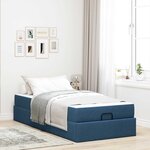 vidaXL Cadre de lit avec matelas avec matelas 2 Pièces Bleu tissu