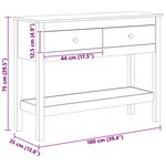 vidaXL Table console Cire marron 100 x 35 x 75 cm Pin massif