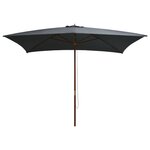 vidaXL Parasol d'extérieur avec mât en bois 200 x 300 cm Anthracite
