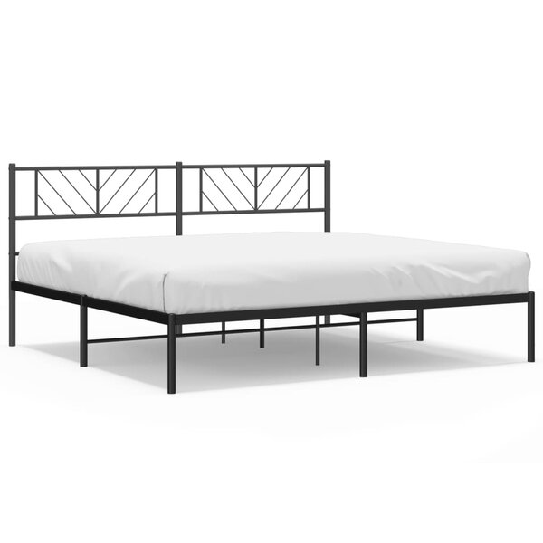 vidaXL Cadre de lit métal avec tête de lit noir 193x203 cm