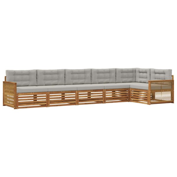 vidaXL Ensemble de canapés d'extérieur 6 Pièces Naturel et gris clair
