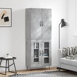 vidaXL Buffet haut Gris béton 69 5x34x180 cm Bois d'ingénierie