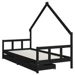vidaXL Cadre de lit enfant avec tiroirs noir 90x200 cm bois pin massif
