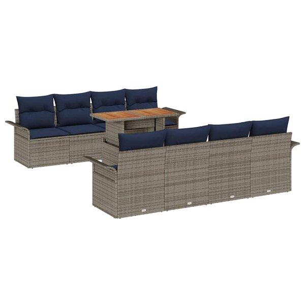 vidaXL Ensemble de canapé de jardin 7 Pièces gris et bleu marine