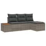 vidaXL Ensemble de Canapé de Jardin 4 Pièces avec Coussins Gris Poly Rattan Acacia