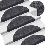 vidaXL Tapis d'escalier autocollants 20 pièces 56 x 17 x 3 cm Gris foncé Demi-rond