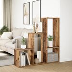 vidaXL Étagère séparatrice de pièce 3 niveaux vieux bois 123x29x123 cm