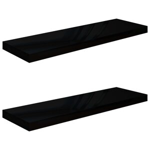 vidaXL Étagère murale flottante 2 Pièces Noir brillant 80x23 5x3 8 cm MDF