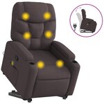 vidaXL Fauteuil inclinable de massage Marron foncé Tissu