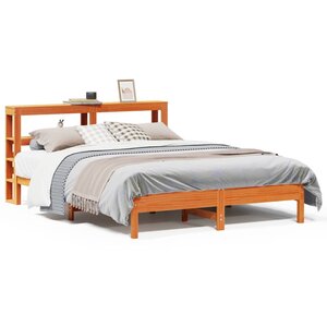 vidaXL Cadre de lit sans matelas cire marron 135x190cm bois pin massif